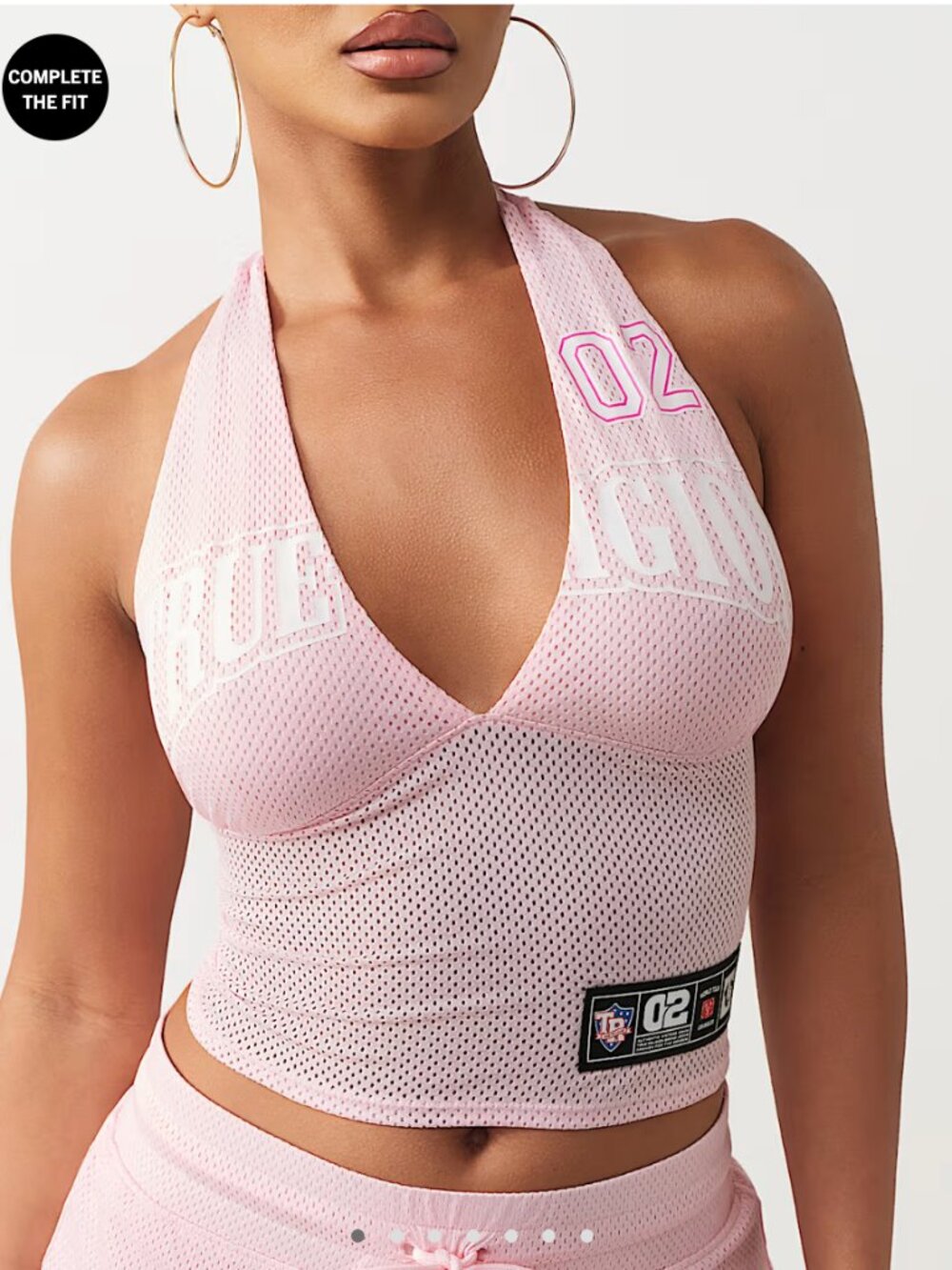NWT True Religion Printed Sporty Mesh Halter Top Pink